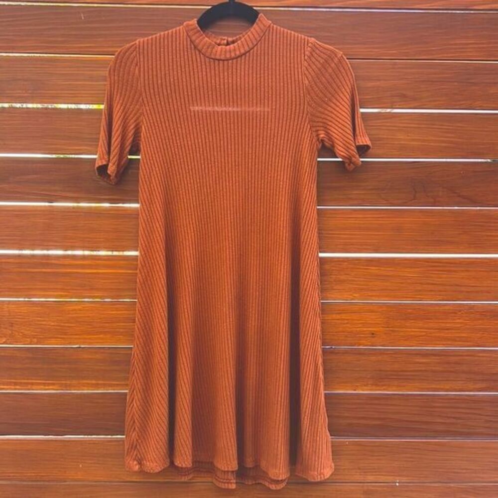 Rich Brown Striped Pattern Dress 